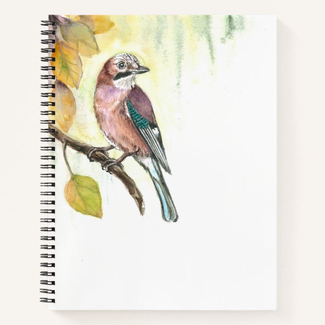 Carnet avec aquarelle Jay Eurasian (Devant)