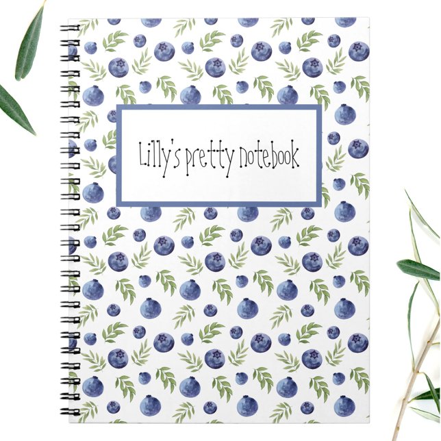 Carnet Avec Blueberries Et Nom De Texte Personnali (Notebook with blueberries with your own text)