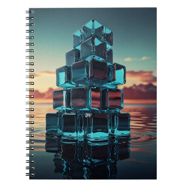 Carnet avec Cube de verre Pyramide - Coucher de so (Devant)