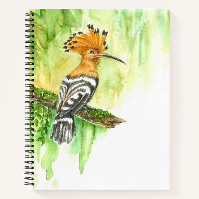 Carnet avec hoopoe aquarelle (Devant)