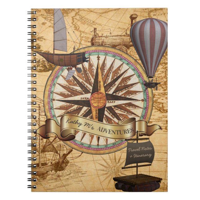 Carnet Aventure de boussole de carte d'antiquité de (Devant)