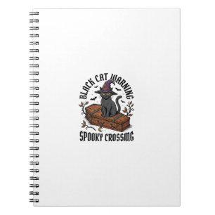 Carnet Avertissement Chat Noir Halloween Vintage Sorcière