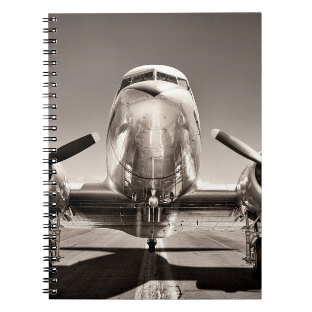 Carnet Avion vintage sur piste (Devant)