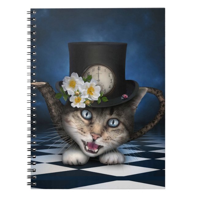 Carnet Awesome Mad Hatter Teapot Chat Conception Whimsica (Devant)