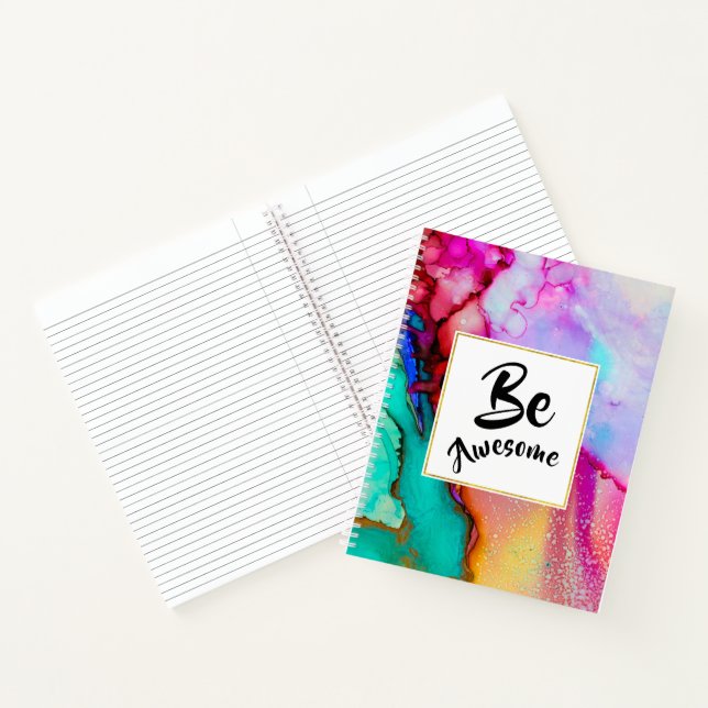 Carnet Awesome rose et turquoise Aquarelle Abstraite (Intérieur)