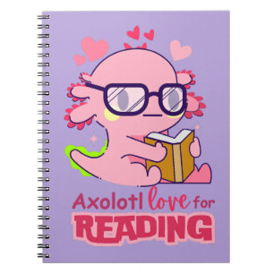 Carnet Axolotl Love for Reading Cute Lavender