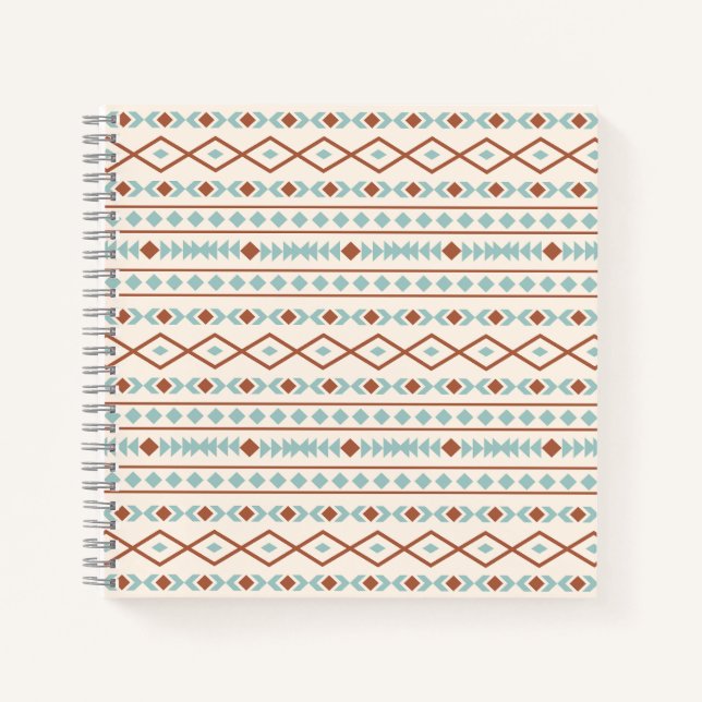 Carnet Aztec Formes Motif rouille crème Turquoise (Devant)