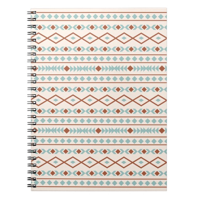 Carnet Aztec Formes Motif rouille crème Turquoise (Devant)