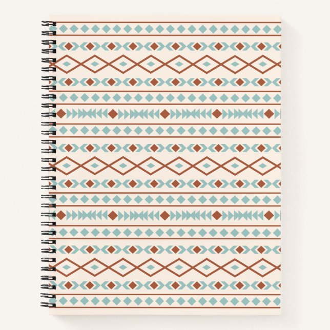 Carnet Aztec Formes Motif rouille crème Turquoise (Devant)