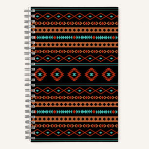 Carnet Aztec Rusts Turquoise Noir Motifs mélangés Motif