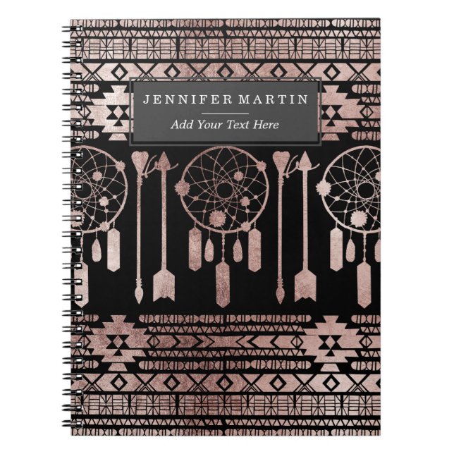 Carnet Aztèque tribal d'or rose de Dreamcatcher sur le (Devant)