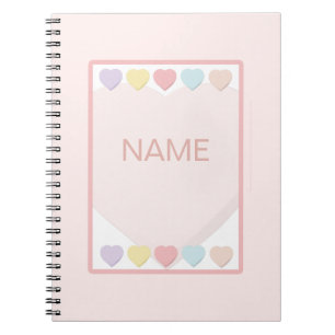 Carnet Baby Girl Name Pink Hearts Notebook