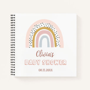 Carnet Baby shower aquarelle Boho arc-en-ciel et soleil