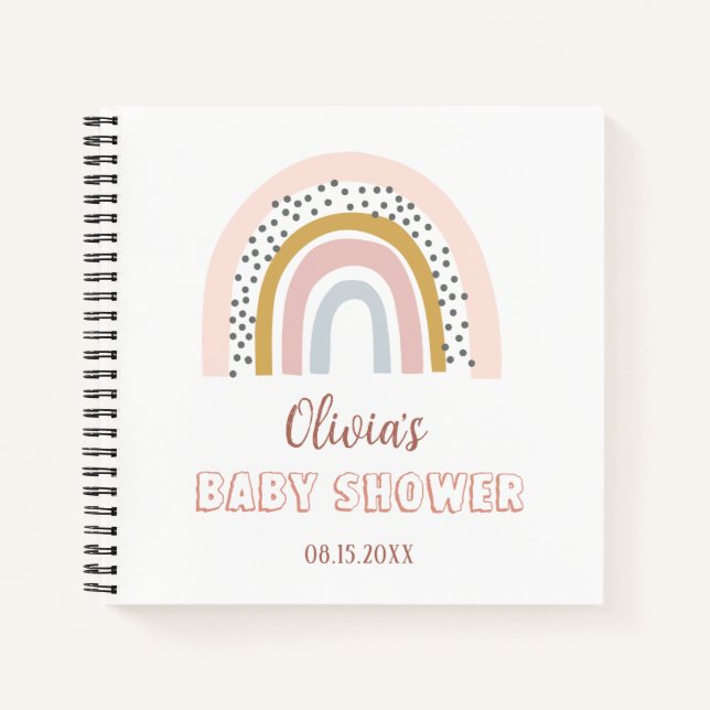 Carnet Baby shower aquarelle Boho arc-en-ciel et soleil (Devant)