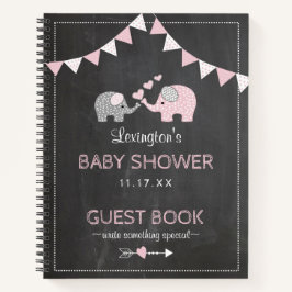Carnet Baby shower Chalkboard Eléphants Rose |