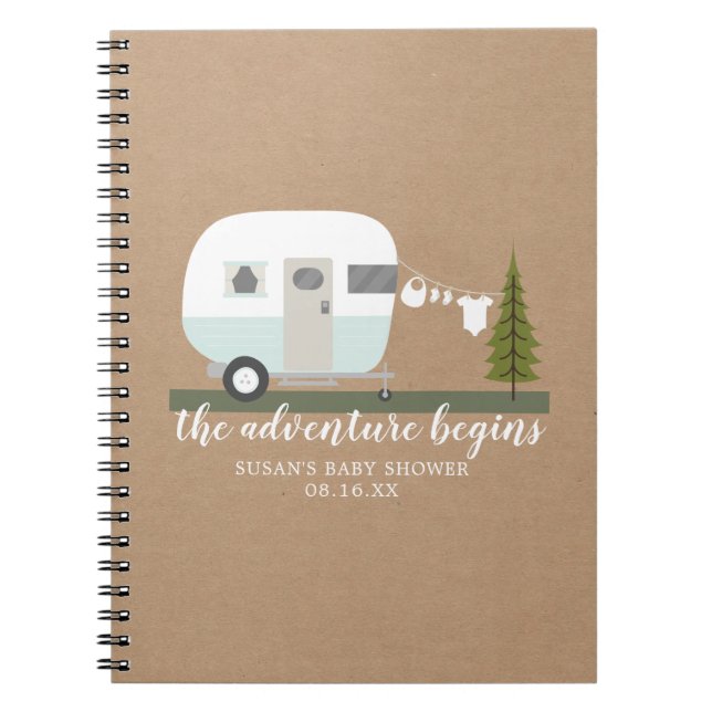 Carnet Baby shower de camping-cars Adventure Retro Traile (Devant)