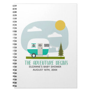 Carnet Baby shower de camping Turquoise Adventure Guestbo