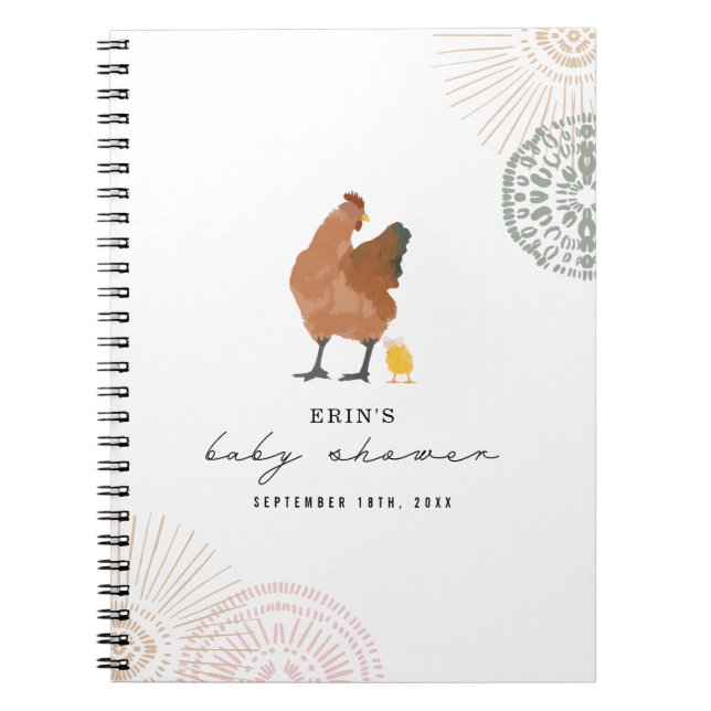 Carnet Baby shower de fille de poulet rose (Devant)