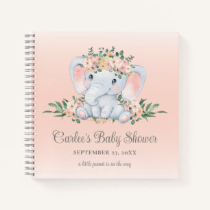 Carnet Baby shower de fille Eléphant Floral Cute