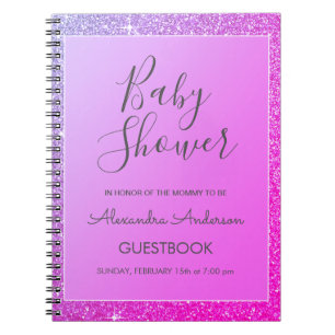 Carnet Baby shower de Parties scintillant rose pourpre