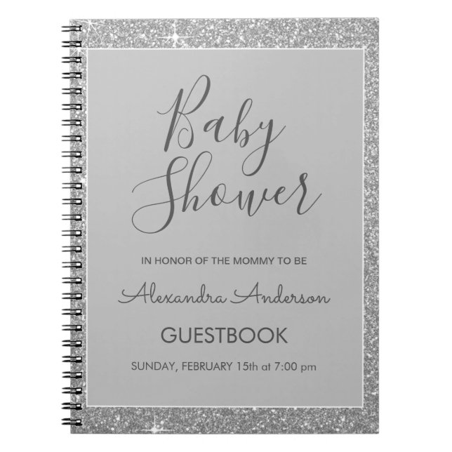 Carnet Baby shower de Parties scintillant Silver Sparkle  (Devant)