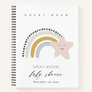 Carnet Baby shower ÉLÉGANT BLEU BLUSH RAINBOW STAR