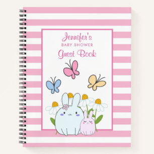 Carnet Baby shower lapins, papillons et marguerites