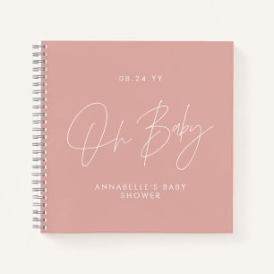 Carnet Baby shower script moderne rose rose invité
