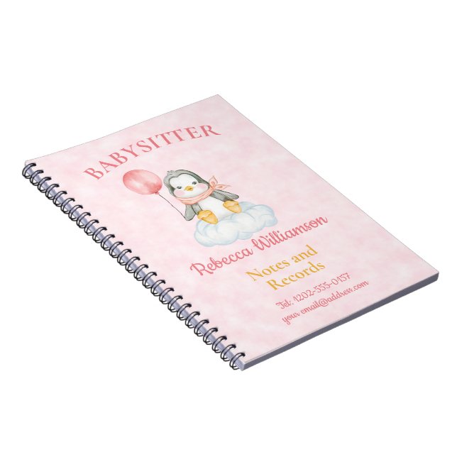 Carnet Babysitter Cute Penguin Notes et enregistrement (Côté Droit)