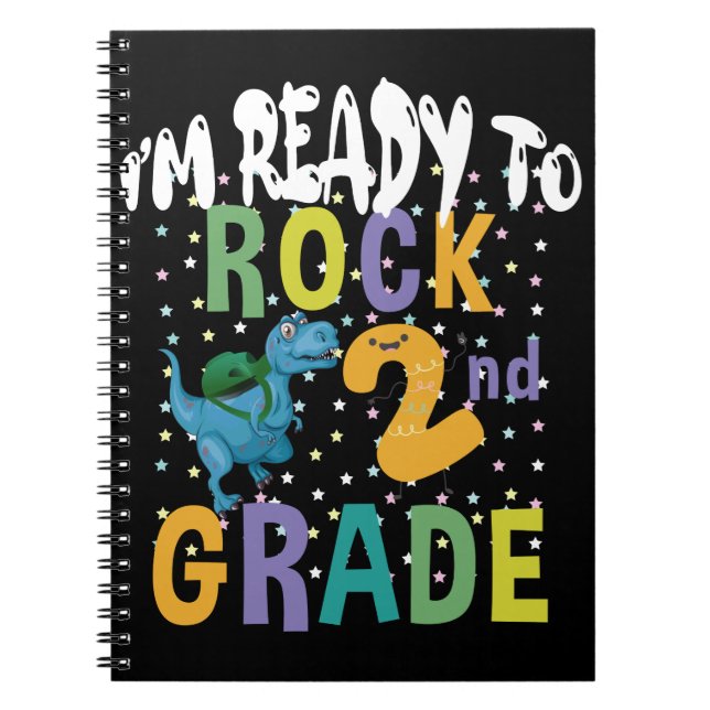 Carnet Back to School I'm Ready To Rock 2nd Grade Dino (Devant)