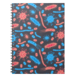 Carnet Bactérie lumineuse Microorganisme rose bleu