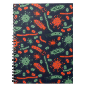 Carnet Bactérie lumineuse Microorganisme vert rouge
