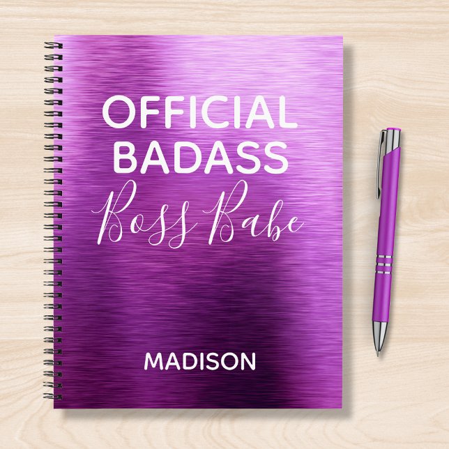 Carnet Badass officiel Boss Babe Metallic Purple Nom (Créateur téléchargé)