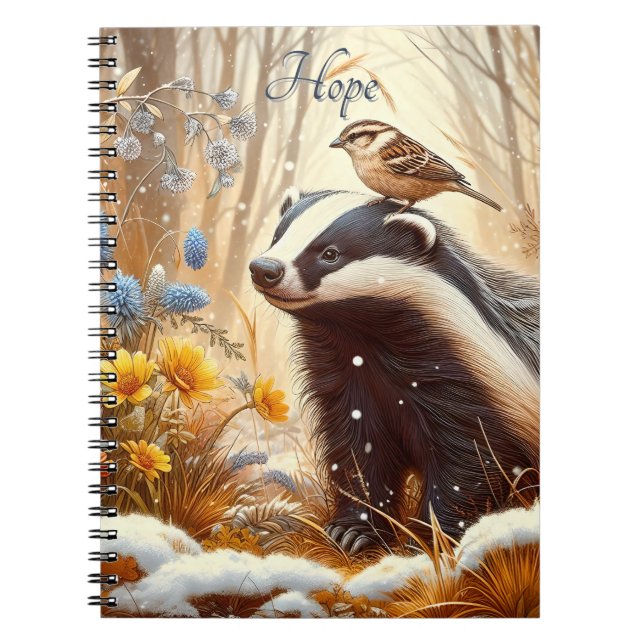 Carnet Badger and Sparrow Nature Faune Rustique (Devant)