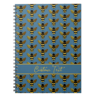 CARNET BAIE NOIRE BOMBLEBEE NOIR MOTIF RÉPÉTANT BLEU