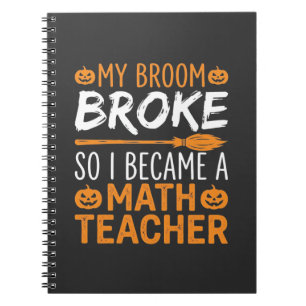 Carnet Balai d'Halloween de professeur de maths drôle