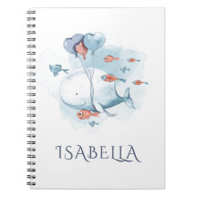 Baleine et poissons aquarelle fantaisiste personna