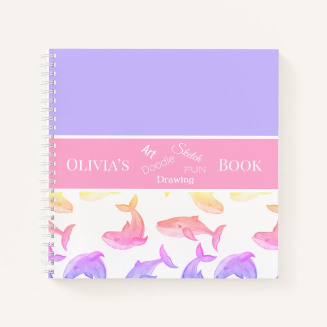 Carnet Baleines Personnalisées Rose (Devant)