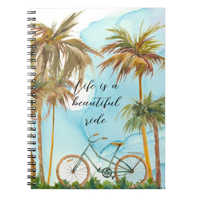 Carnet Bali Palmiers, ciel et vélo Spiral Photo (Devant)