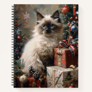 Carnet Balinese Kitten Noël Chat Portrait spirale