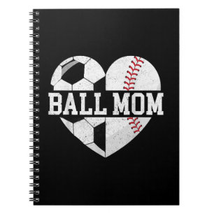 Carnet Ball Maman Chemise Coeur Funny Baseball Soccer Mam