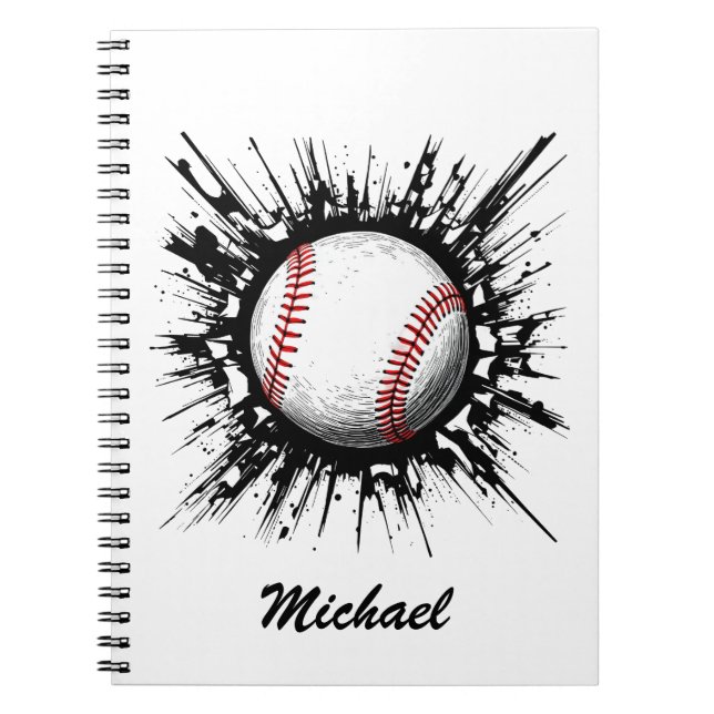 Carnet Balle de baseball personnalisée brisant un mur (Devant)