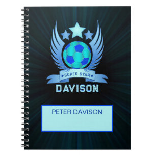 Carnet Balle de Football Bleu Néon   Cadeaux Personnalisé