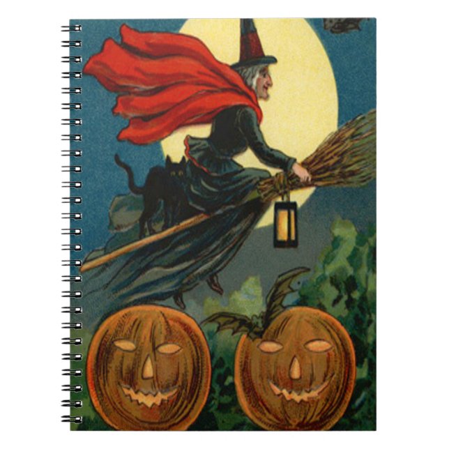 Carnet Balle de sorcière Volant Jack-o'-lantern Chat Noir (Devant)