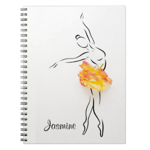 Carnet Ballerina Rose Ballet Dancer Nom personnalisé
