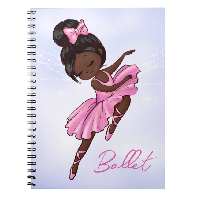 Carnet Ballerina rose, ballet violet afro-américain (Devant)