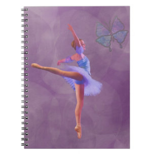 Carnet Ballerine en position d'arabesque dans pourpre et