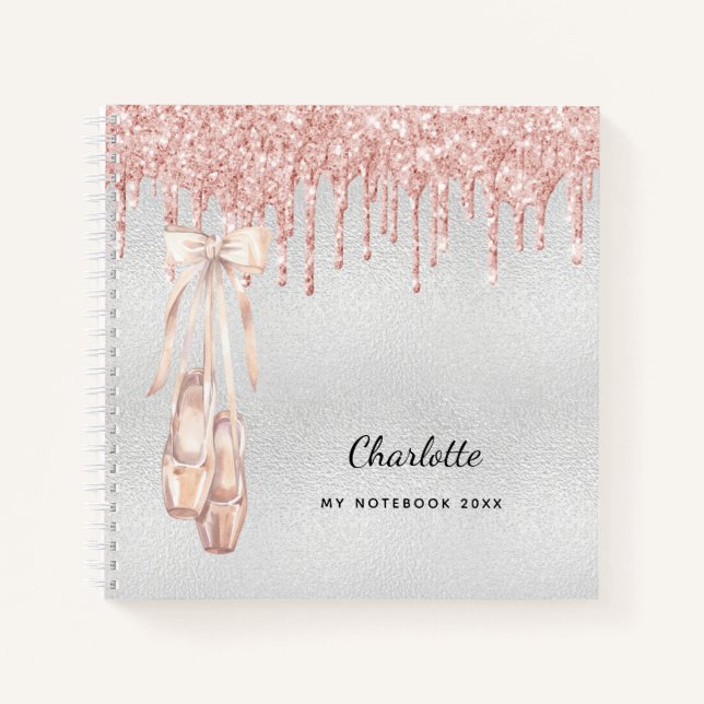 Carnet Ballet danse argent rose or parties scintillant mo (Devant)