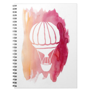Carnet Ballon à air chaud d'aquarelle rose