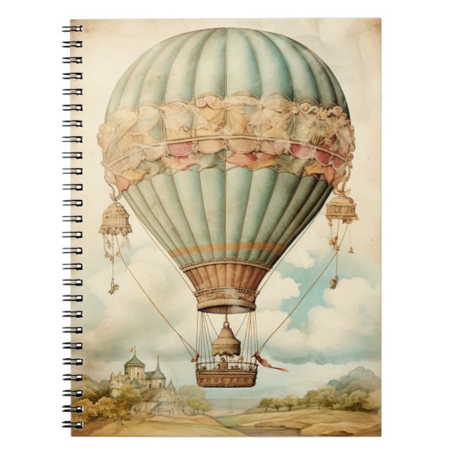 Carnet Ballon à air chaud vintage Steampunk Blue (Devant)